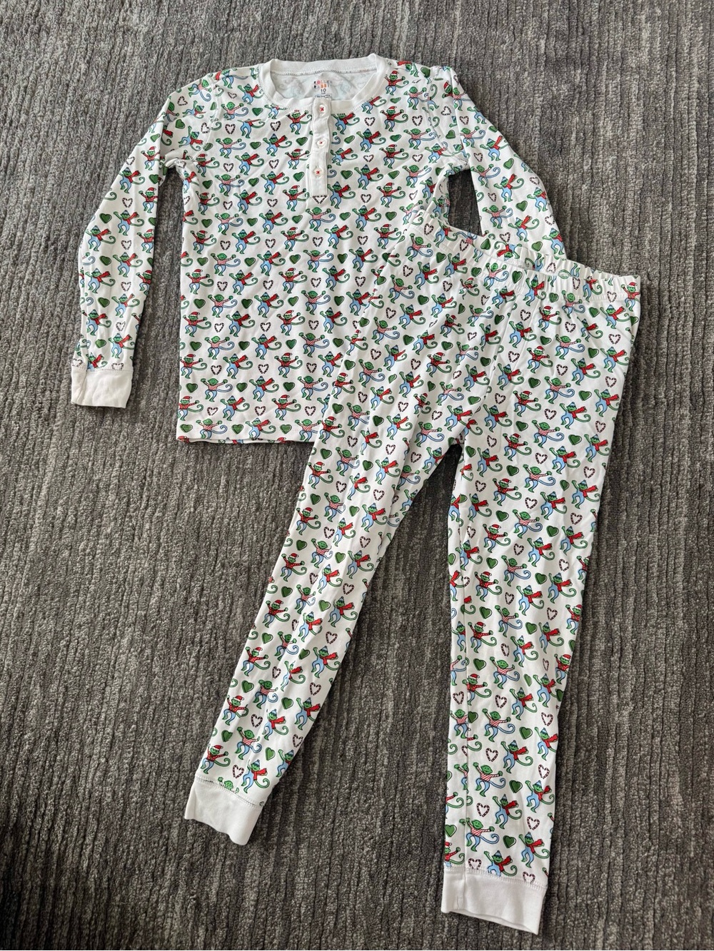 HTF Roller Rabbit Holiday Monkey Mas Christmas Pajama Set - Kids 10